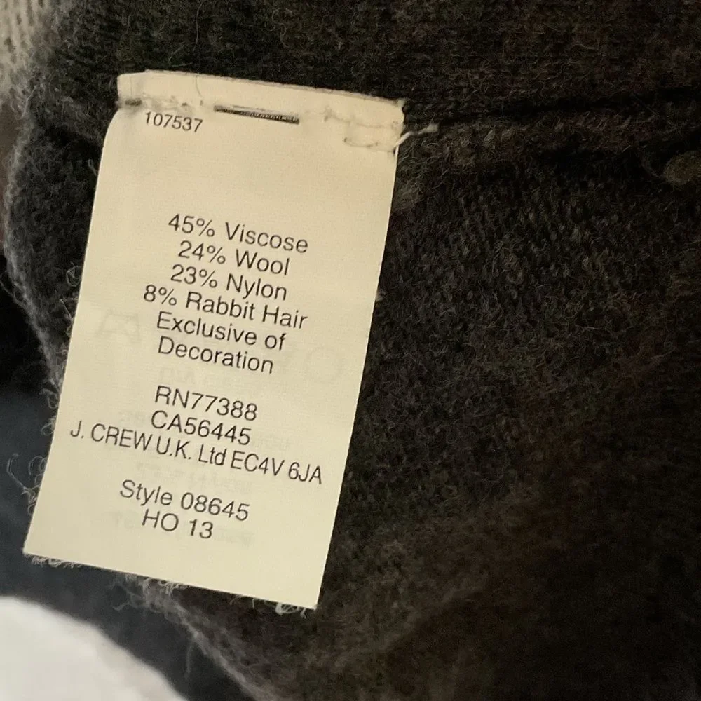 J. Crew Gray Wool & Rabbit Hair Blend Crewneck Sweater Size XS